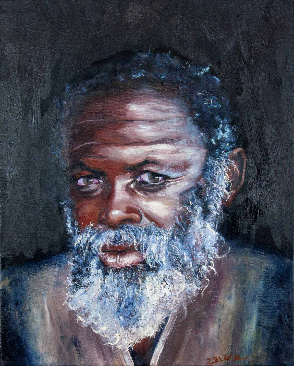 Peinture à l'huile sur toile de lin d'Isa Faure, scène de la vie africaine -28